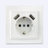 Розетка із заземленням + 2 USB порти 2 A, 16 А , Enzo білий