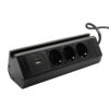 Меблева розетка кухонна горизонтальна з кабелем 3x16А, USB A+C 3.4А, чорний