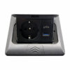 Розетка для підлоги з заземленням врізна 16А + 2USB (type C+A) 2.4А, IP44, чорний
