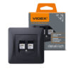 Розетка CAT6+CAT6 подвійна комп'ютерна чорний графіт VIDEX BINERA
