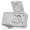 IP65 Розетка наружная одинарная с заземлением и выключатель одноклавишный серый VIDEX BINERA