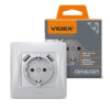 Розетка одинарная с заземлением и 2USB серебряный шёлк VIDEX BINERA